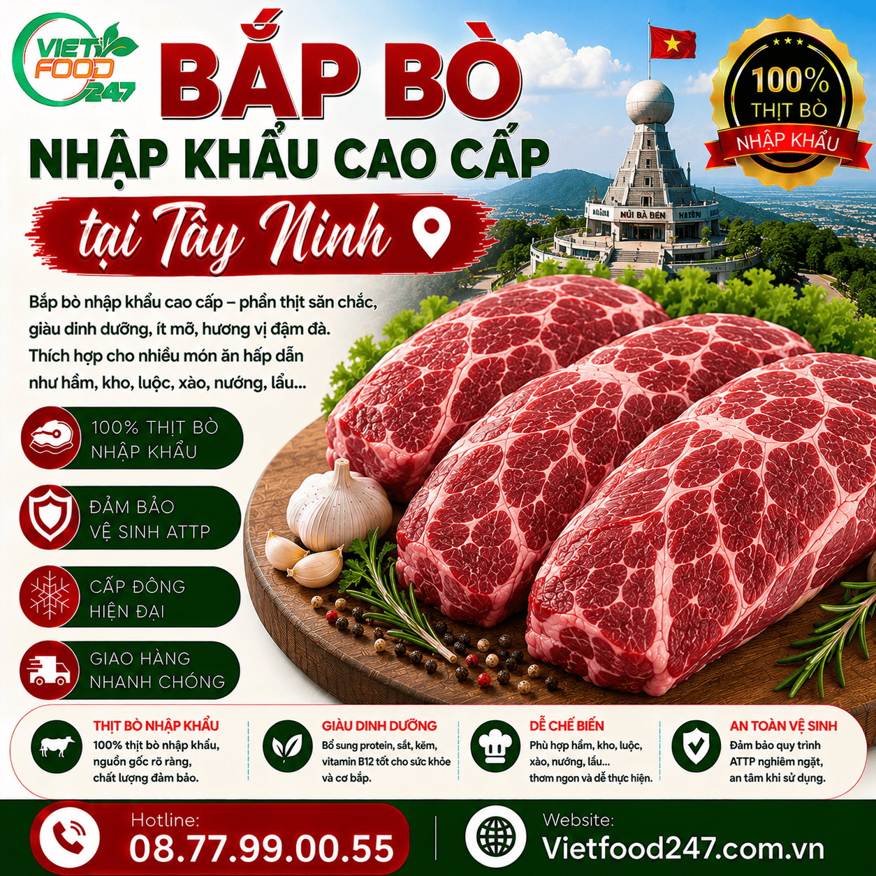 Nhà Cung Cấp Bắp Bò Nhập Khẩu tại Tây Ninh Cho Nhà Hàng
