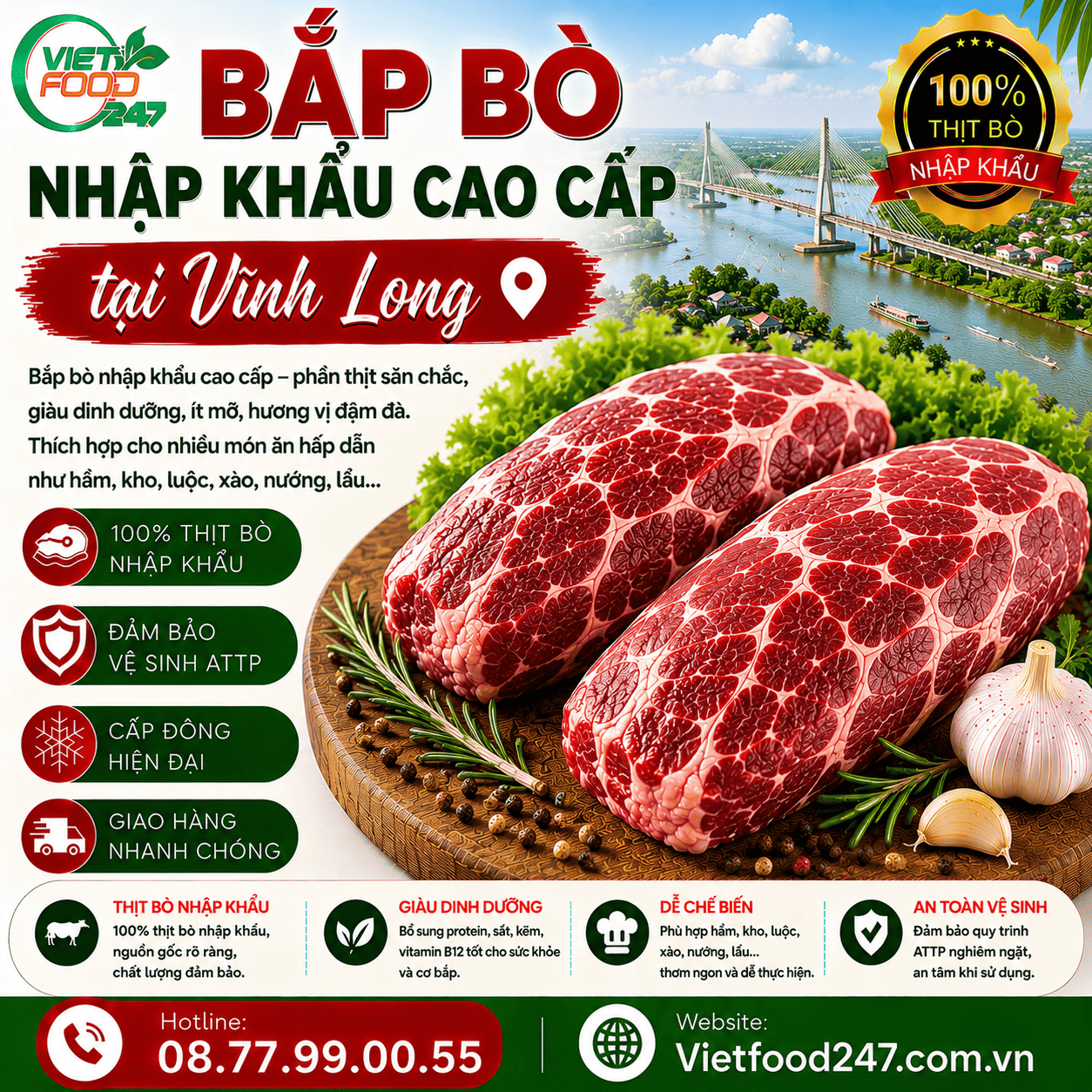 Địa Chỉ Bán Bắp Bò Nhập Khẩu Cao Cấp Uy Tín Tại Vĩnh Long
