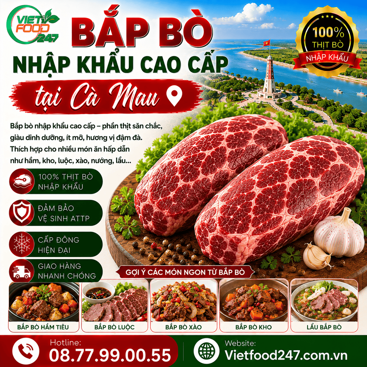 Địa Chỉ Bán Bắp Bò Nhập Khẩu Cao Cấp Uy Tín Tại Cà Mau
