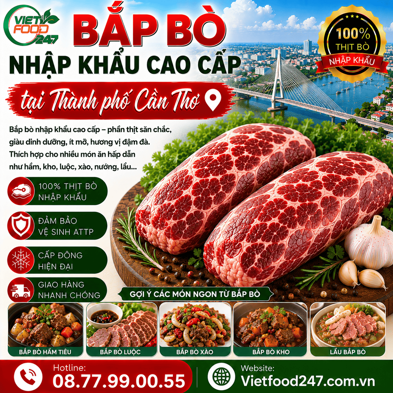 Báo Giá Bắp Bò Nhập Khẩu Cao Cấp tại Thành phố Cần Thơ Mới Nhất