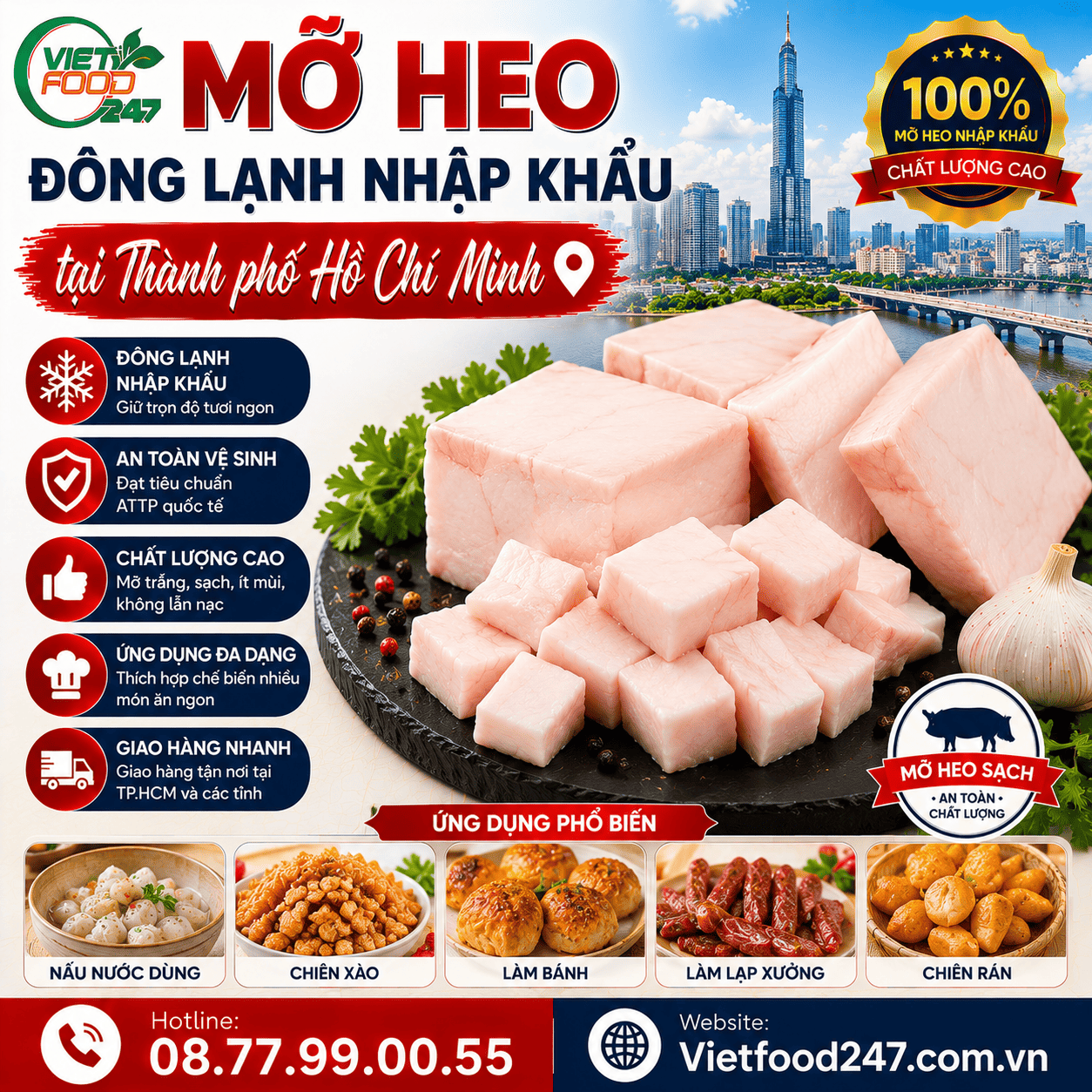 Mỡ Heo Đông Lạnh Nhập Khẩu tại Thành phố Hồ Chí Minh - Nguồn Hàng Ổn Định Quanh Năm