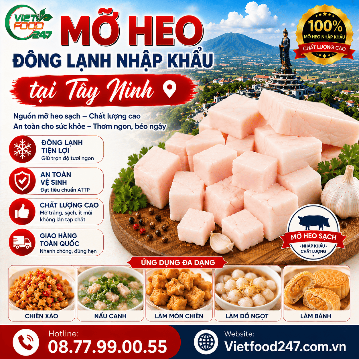 Mỡ Heo Đông Lạnh Nhập Khẩu tại Tây Ninh - Giá Cạnh Tranh Cho Nhà Hàng, Quán Ăn