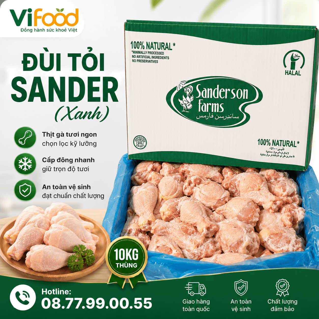Đùi Tỏi Gà Sander Xanh Đông Lạnh