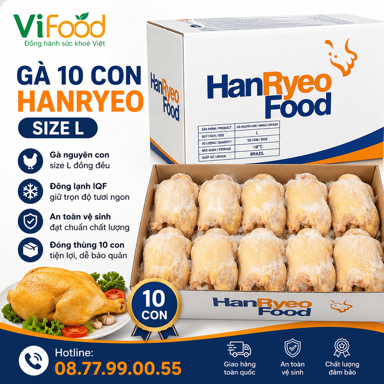 Gà 10 Con Hanryeo Size L Đông Lạnh