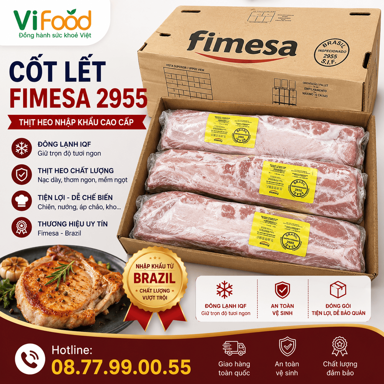 Cốt Lết Heo Fimesa 2955 Đông Lạnh
