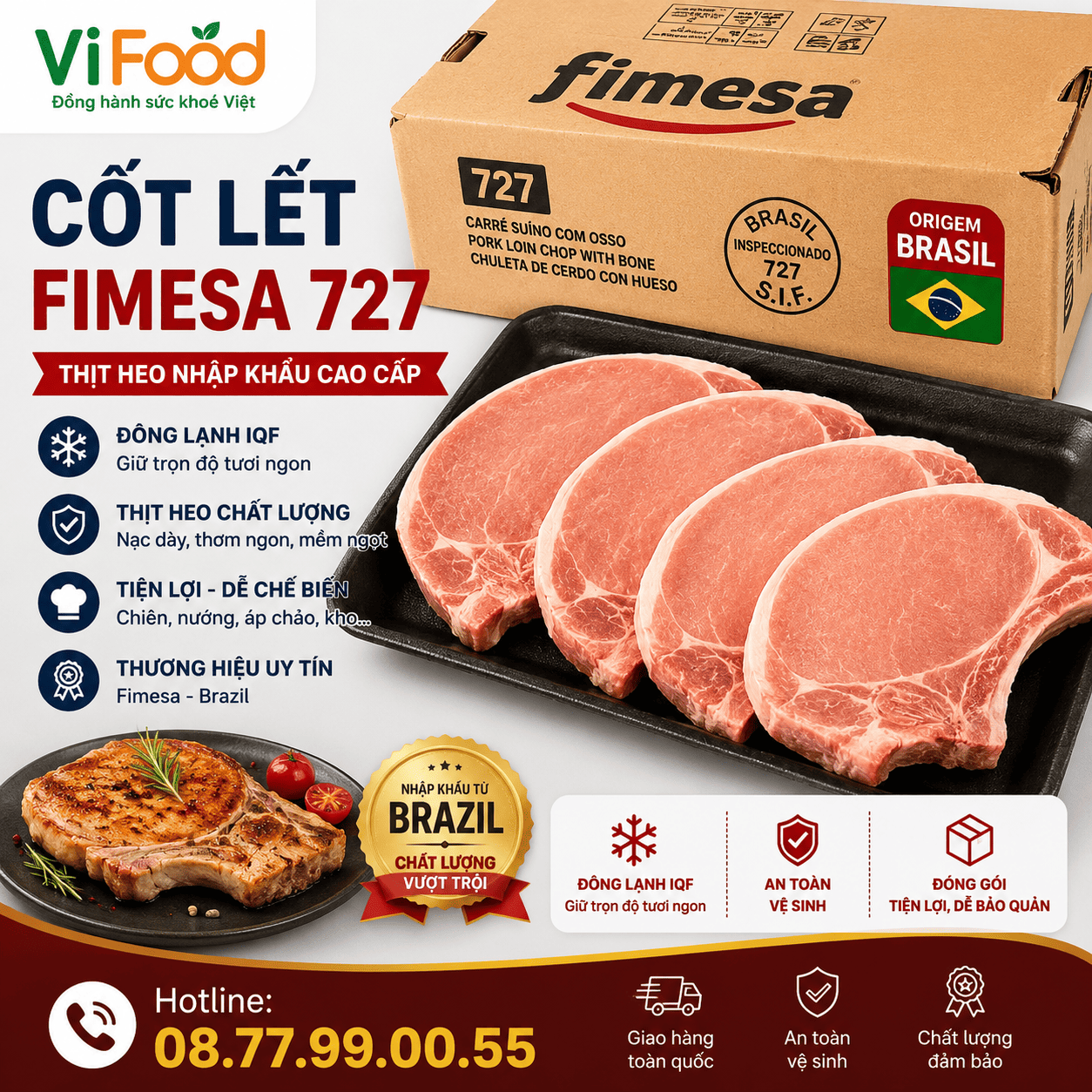 Cốt Lết Heo Fimesa 727 Đông Lạnh