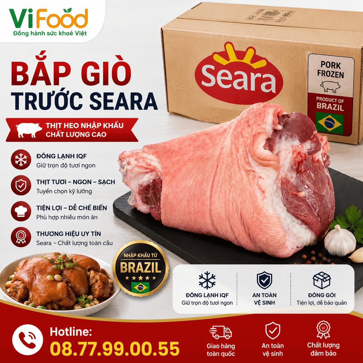 Bắp Giò Trước Heo Seara Đông Lạnh