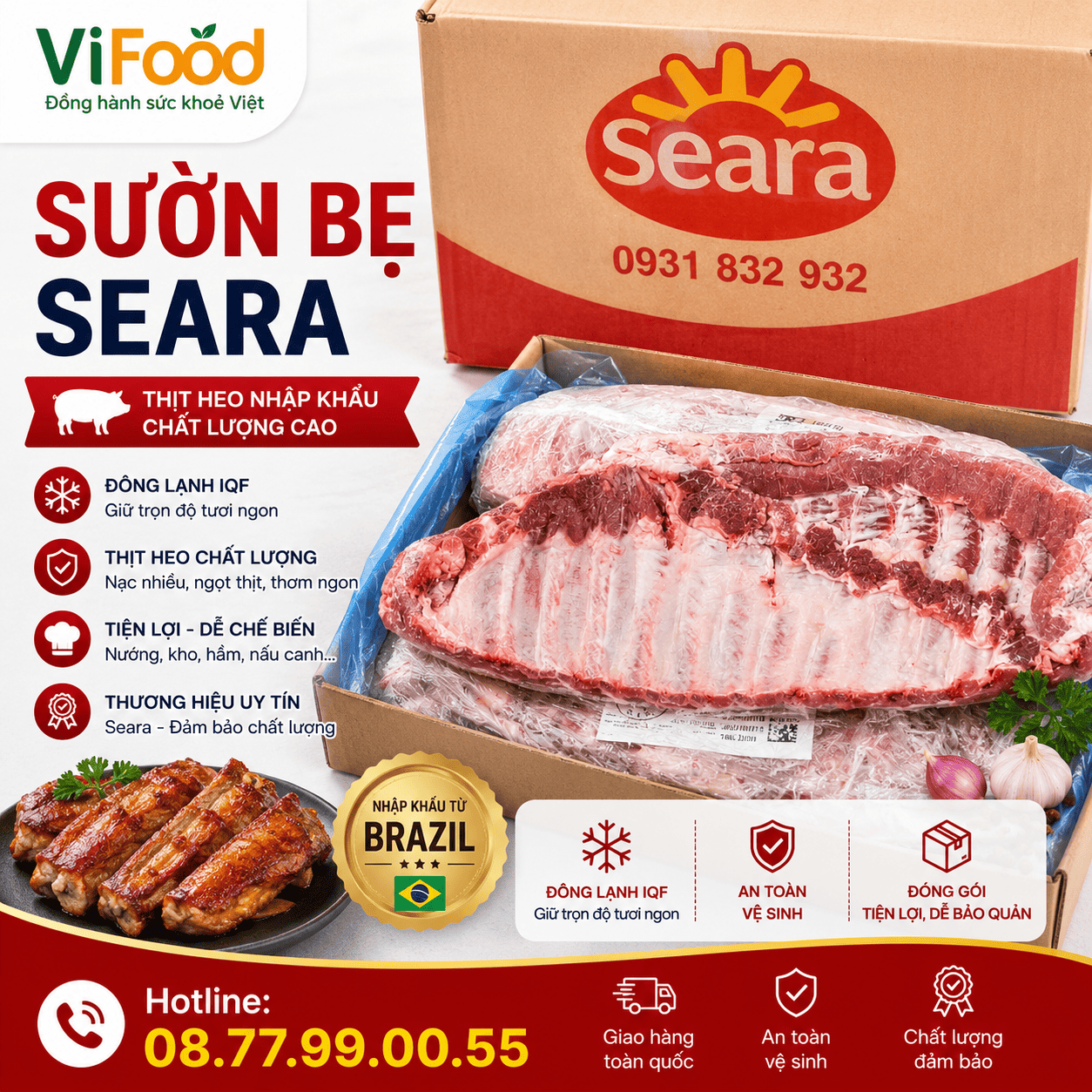 Sườn Bẹ Heo Seara Brazil