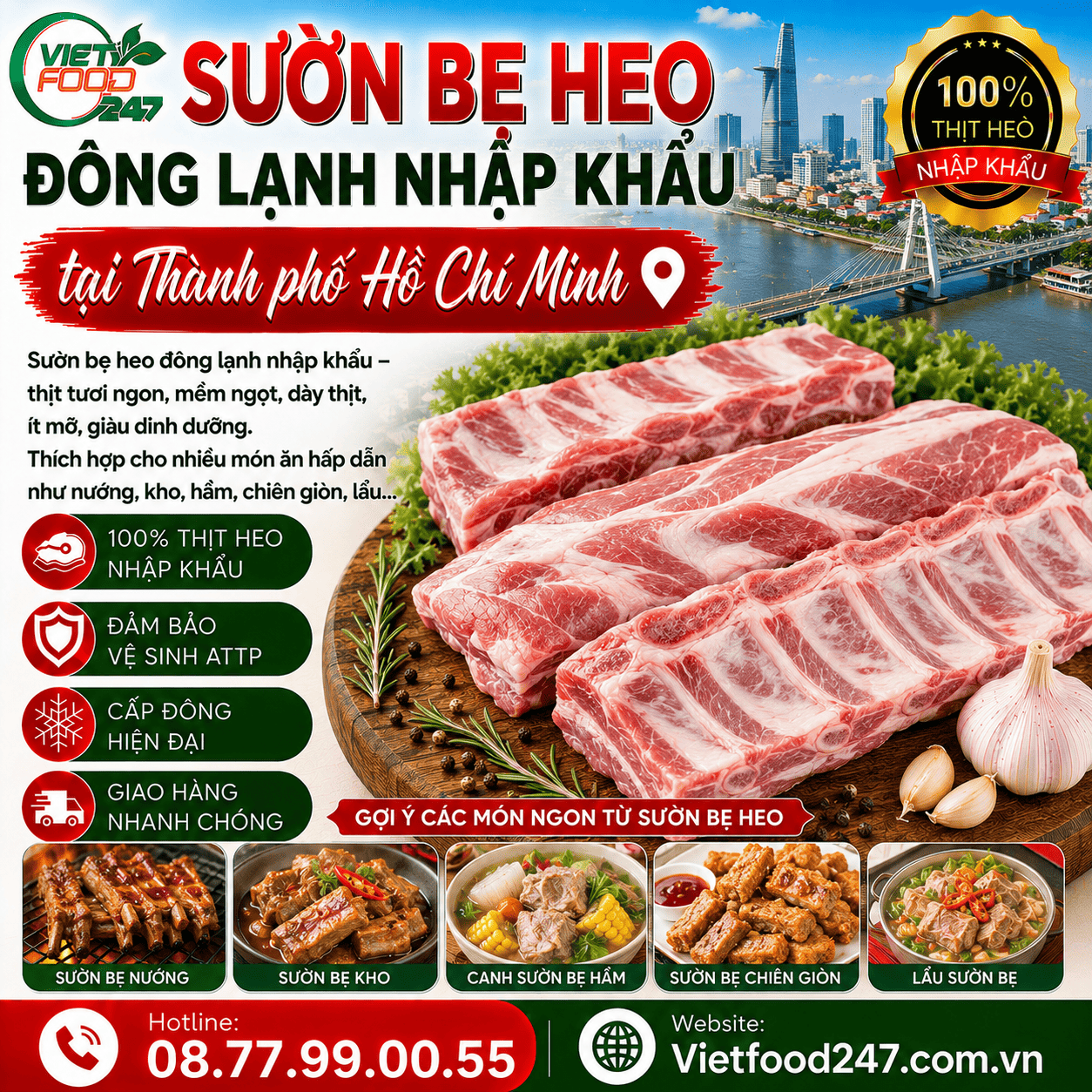 Mua Sườn Bẹ Heo Đông Lạnh tại Thành phố Hồ Chí Minh Ở Đâu Uy Tín? VIFOOD Cung Cấp Giá Tốt