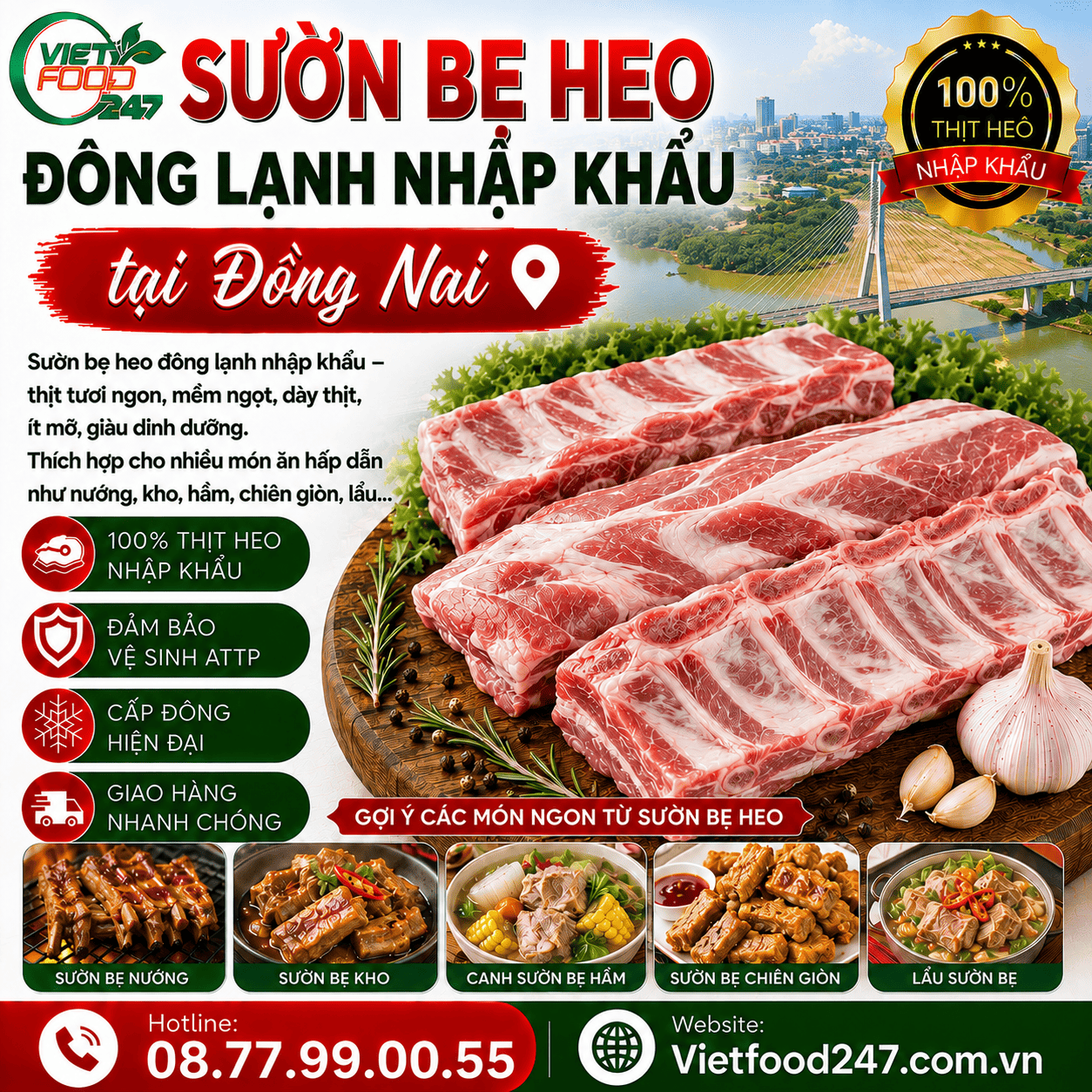 Sườn Bẹ Heo Đông Lạnh Nhập Khẩu Đồng Nai – Thịt Mềm Ngon, Chế Biến Đa Dạng
