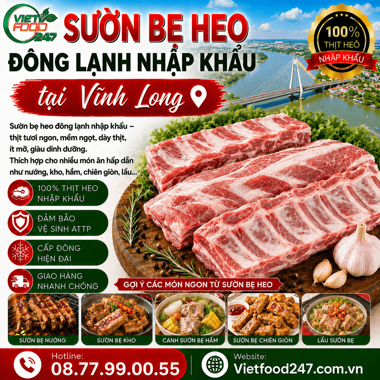 Cung Cấp Sườn Bẹ Heo Đông Lạnh Nhập Khẩu tại Vĩnh Long Số Lượng Lớn, Giá Sỉ Tốt