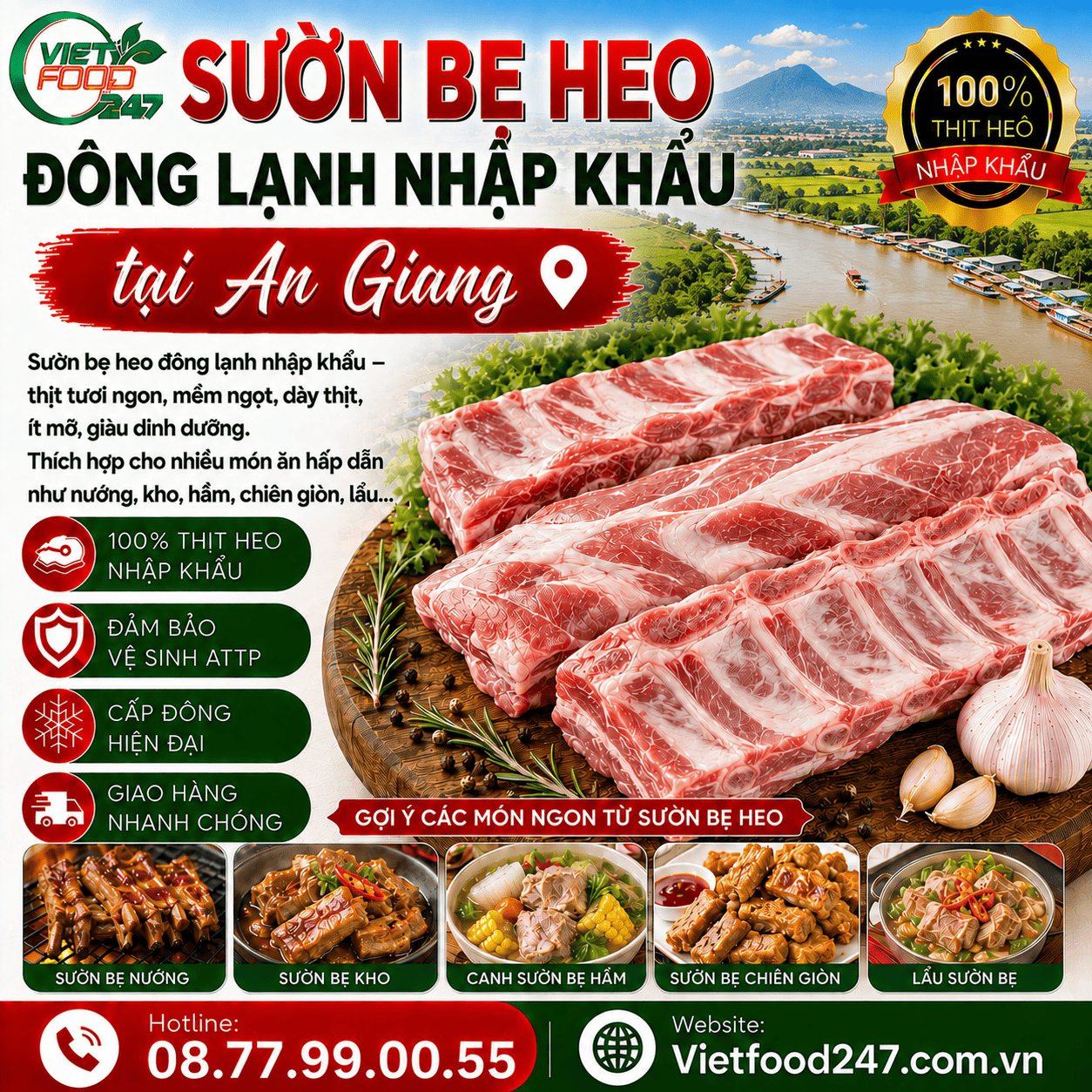 Báo Giá Sườn Bẹ Heo Đông Lạnh Nhập Khẩu tại An Giang Mới Nhất
