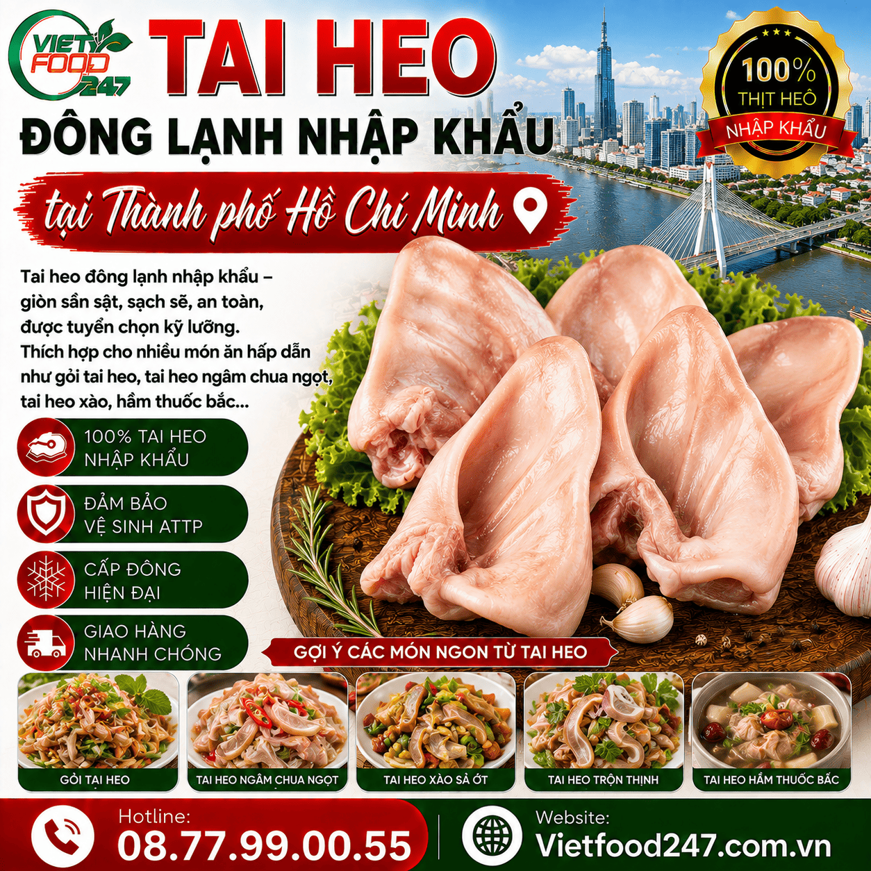 Tai Heo Đông Lạnh Nhập Khẩu tại Thành phố Hồ Chí Minh Chính Ngạch