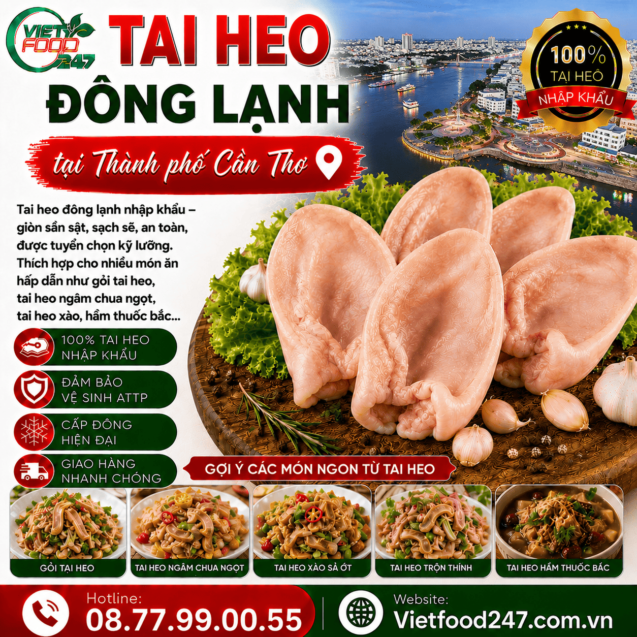 Tai Heo Đông Lạnh Giao Nhanh Tại Thành phố Cần Thơ