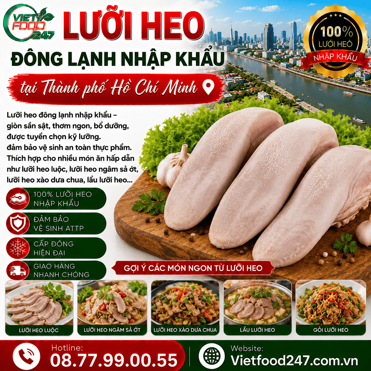Lưỡi Heo Đông Lạnh Nhập Khẩu Chính Ngạch Tại Thành phố Hồ Chí Minh