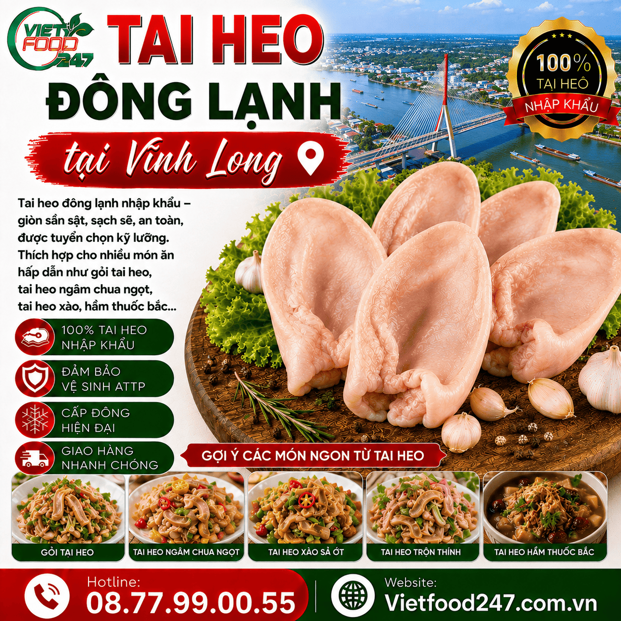 Báo Giá Tai Heo Đông Lạnh tại Vĩnh Long Mới Nhất