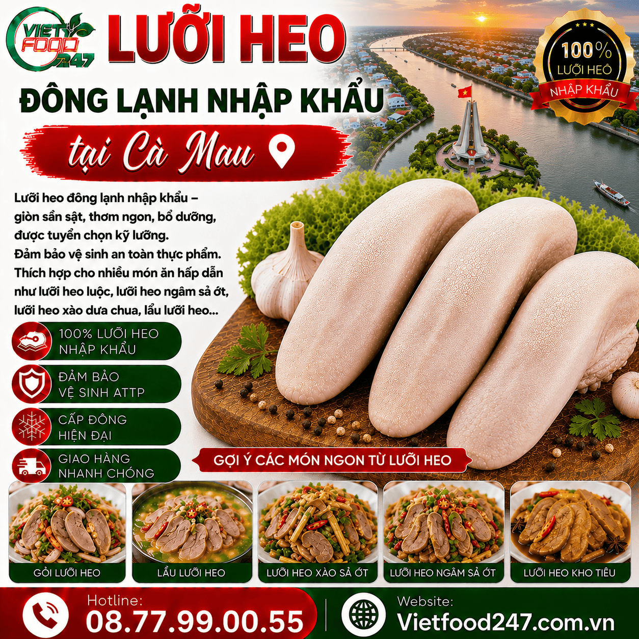 Lưỡi Heo Đông Lạnh Nhập Khẩu tại Cà Mau Có Gì Đặc Biệt? Giá Bao Nhiêu?