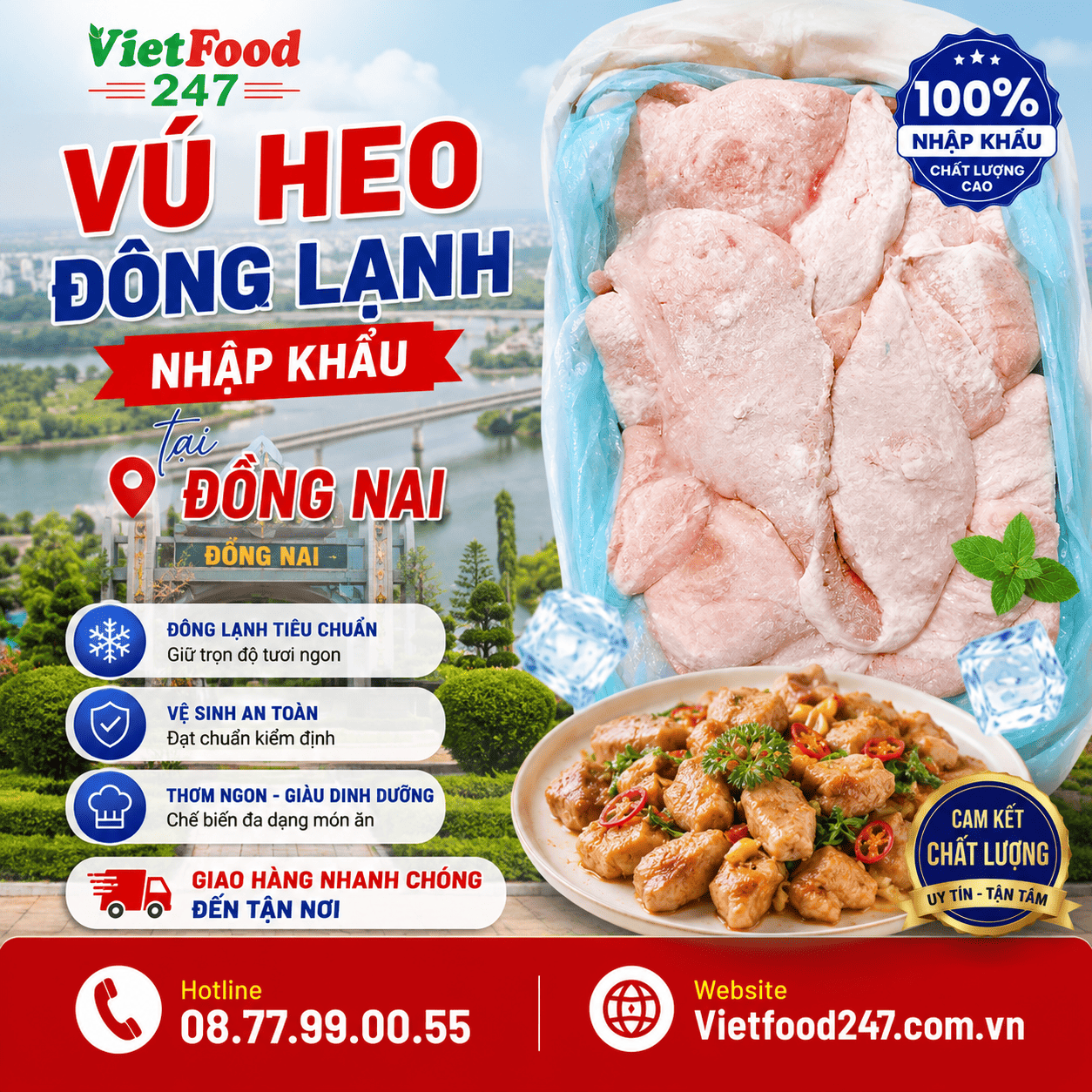 Phân Phối Vú Heo Đông Lạnh Nhập Khẩu tại Đồng Nai Cho Nhà Hàng, Đại Lý