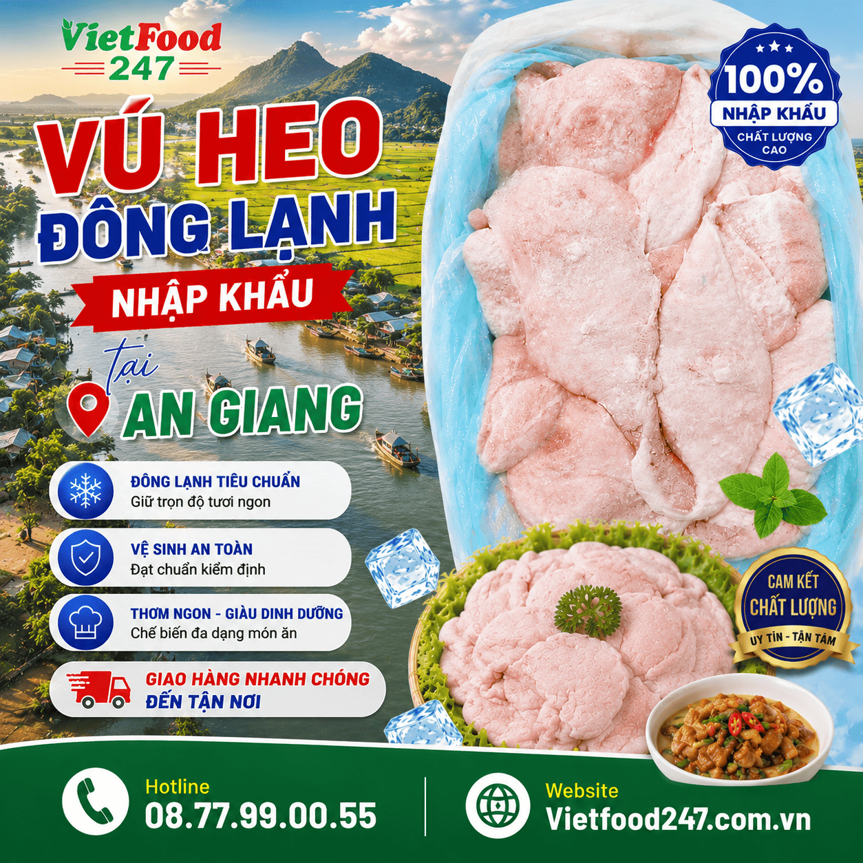 Kho Vú Heo Đông Lạnh Nhập Khẩu tại An Giang | Giá Sỉ Từ VIFOOD