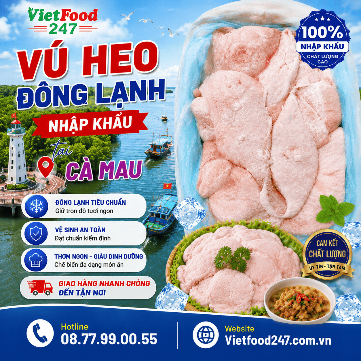 Nguồn Vú Heo Đông Lạnh Nhập Khẩu Cho Nhà Hàng, Quán Nướng Tại Cà Mau