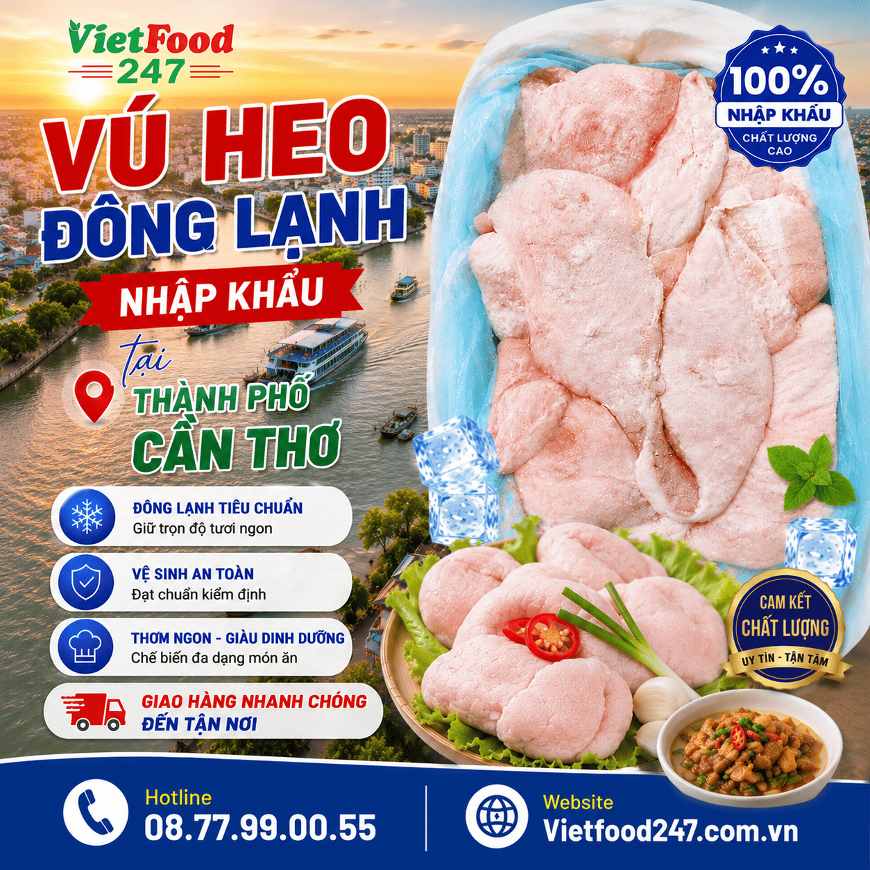 Báo Giá Vú Heo Đông Lạnh Nhập Khẩu tại Thành phố Cần Thơ Mới Nhất