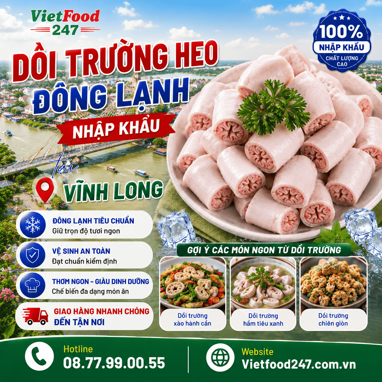 Địa Chỉ Bán Dồi Trường Heo Đông Lạnh Nhập Khẩu Uy Tín Tại Vĩnh Long