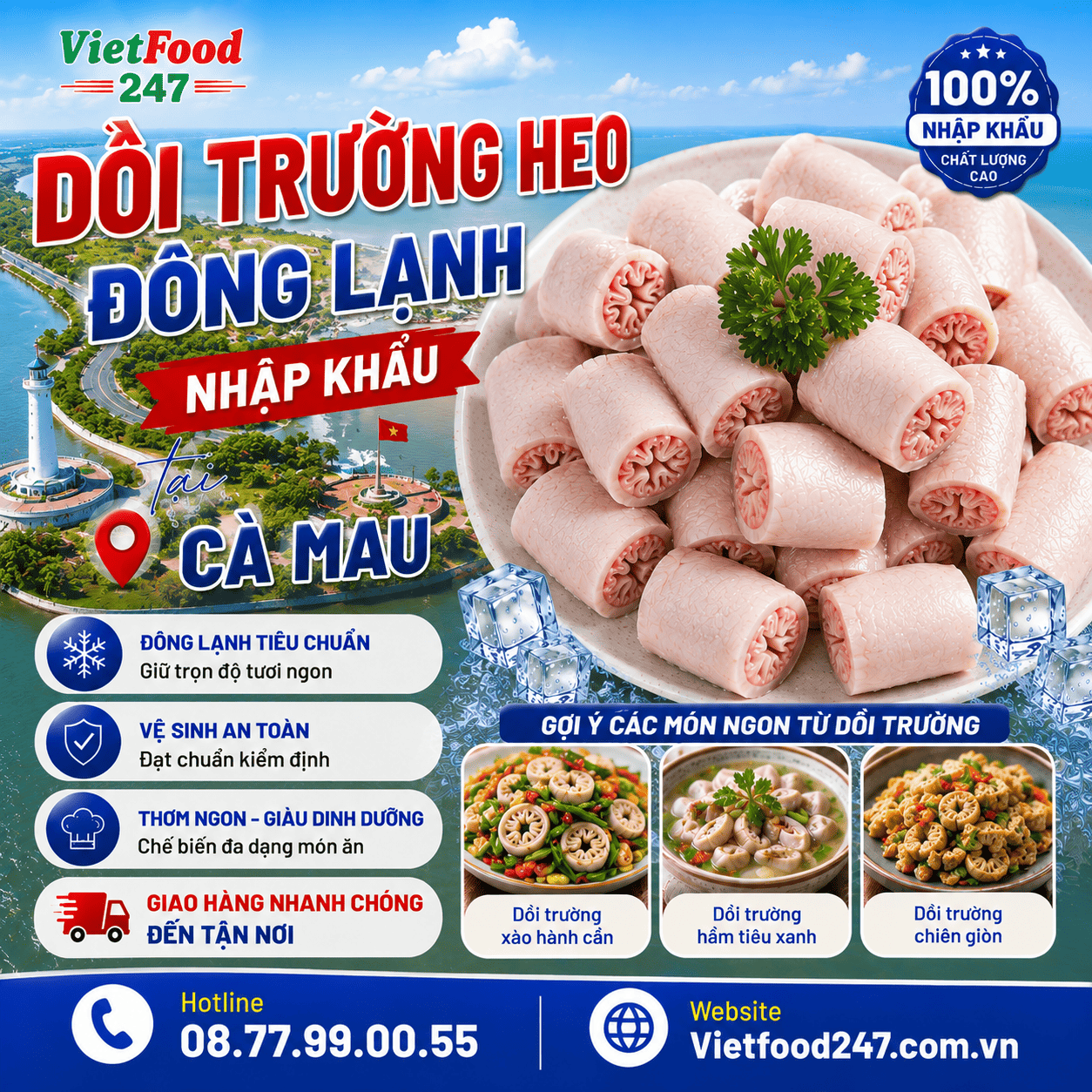 Đơn Vị Cung Cấp Dồi Trường Heo Đông Lạnh Nhập Khẩu Uy Tín Tại Cà Mau