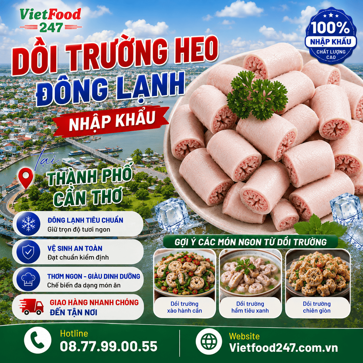 Dồi Trường Heo Đông Lạnh Nhập Khẩu tại Thành phố Cần Thơ Chất Lượng, Giá Cạnh Tranh