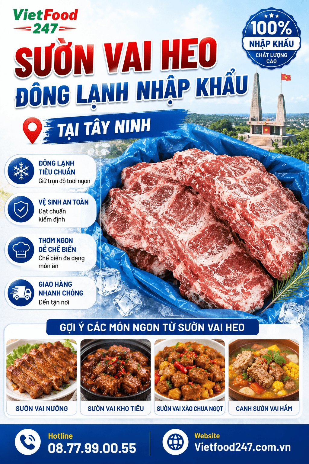 Nguồn Sỉ Sườn Vai Heo Đông Lạnh Nhập Khẩu Tại Tây Ninh