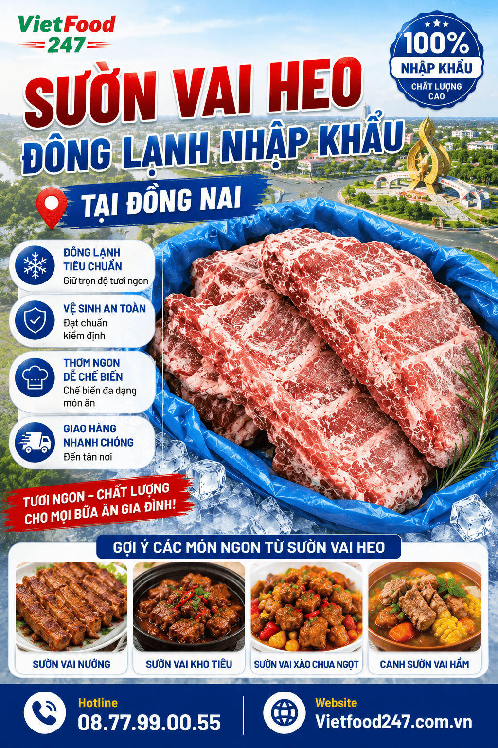 Mua Sườn Vai Heo Đông Lạnh Nhập Khẩu tại Đồng Nai Giá Tốt