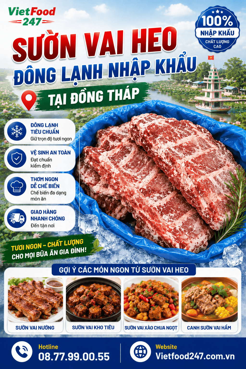 Mua Sườn Vai Heo Đông Lạnh Nhập Khẩu tại Đồng Tháp Giá Tốt