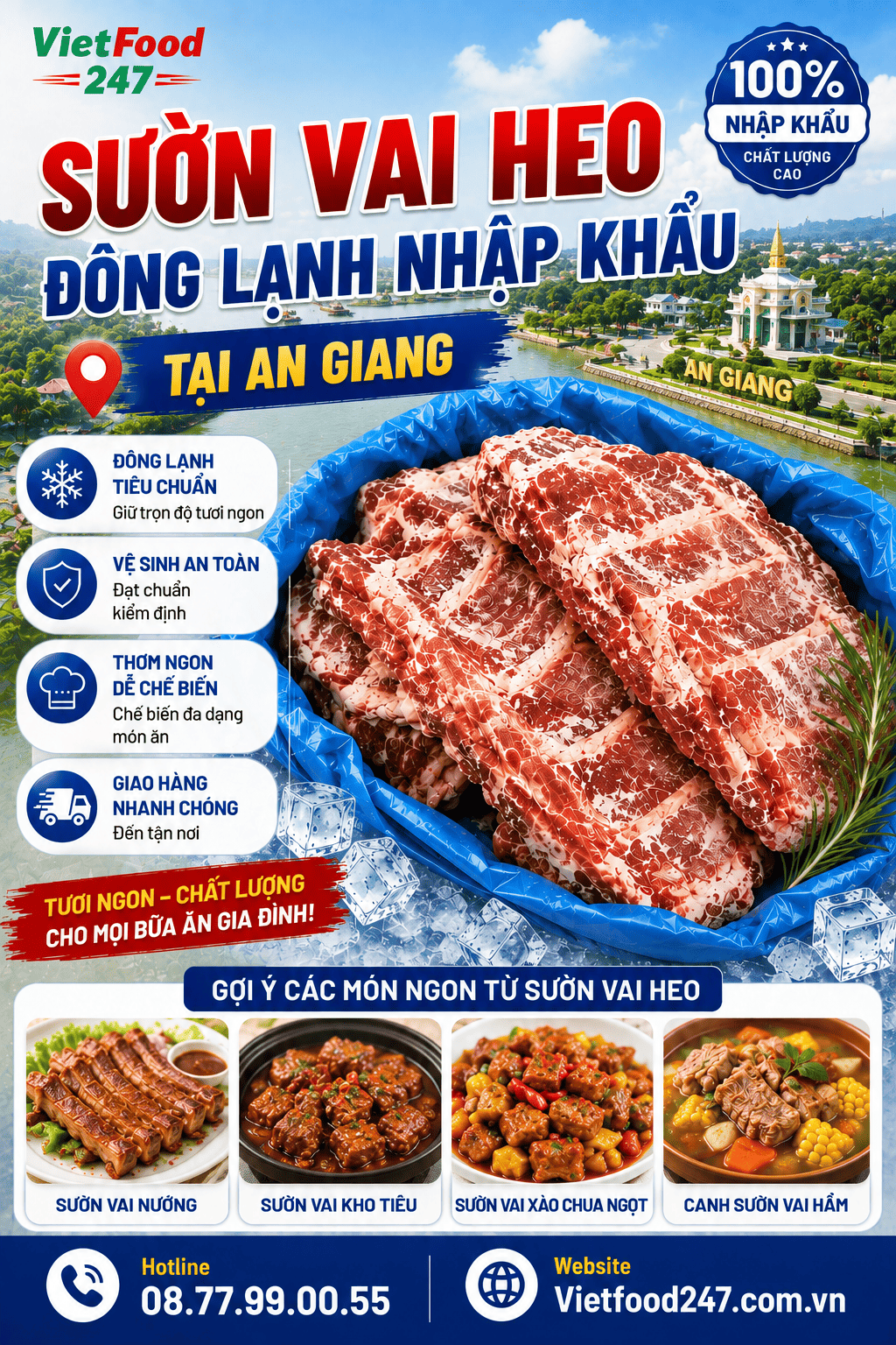 Cung Cấp Sườn Vai Heo Đông Lạnh Nhập Khẩu tại An Giang
