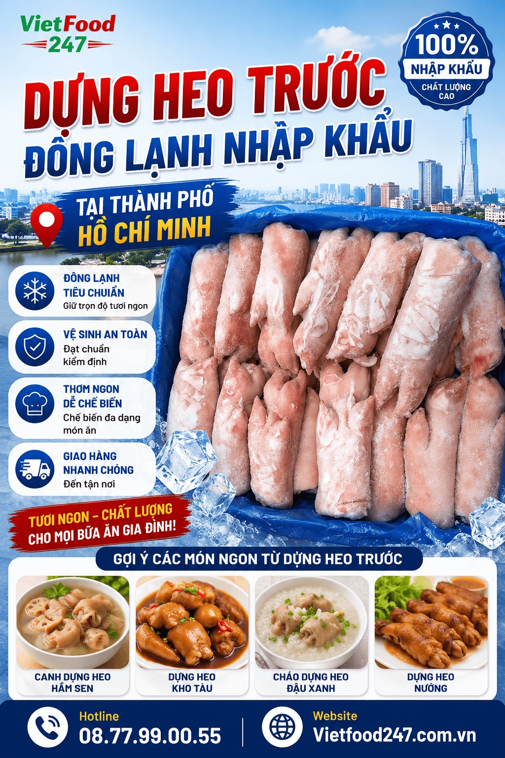 Địa Chỉ Cung Cấp Dựng Heo Trước Đông Lạnh Nhập Khẩu Uy Tín Tại TP.HCM