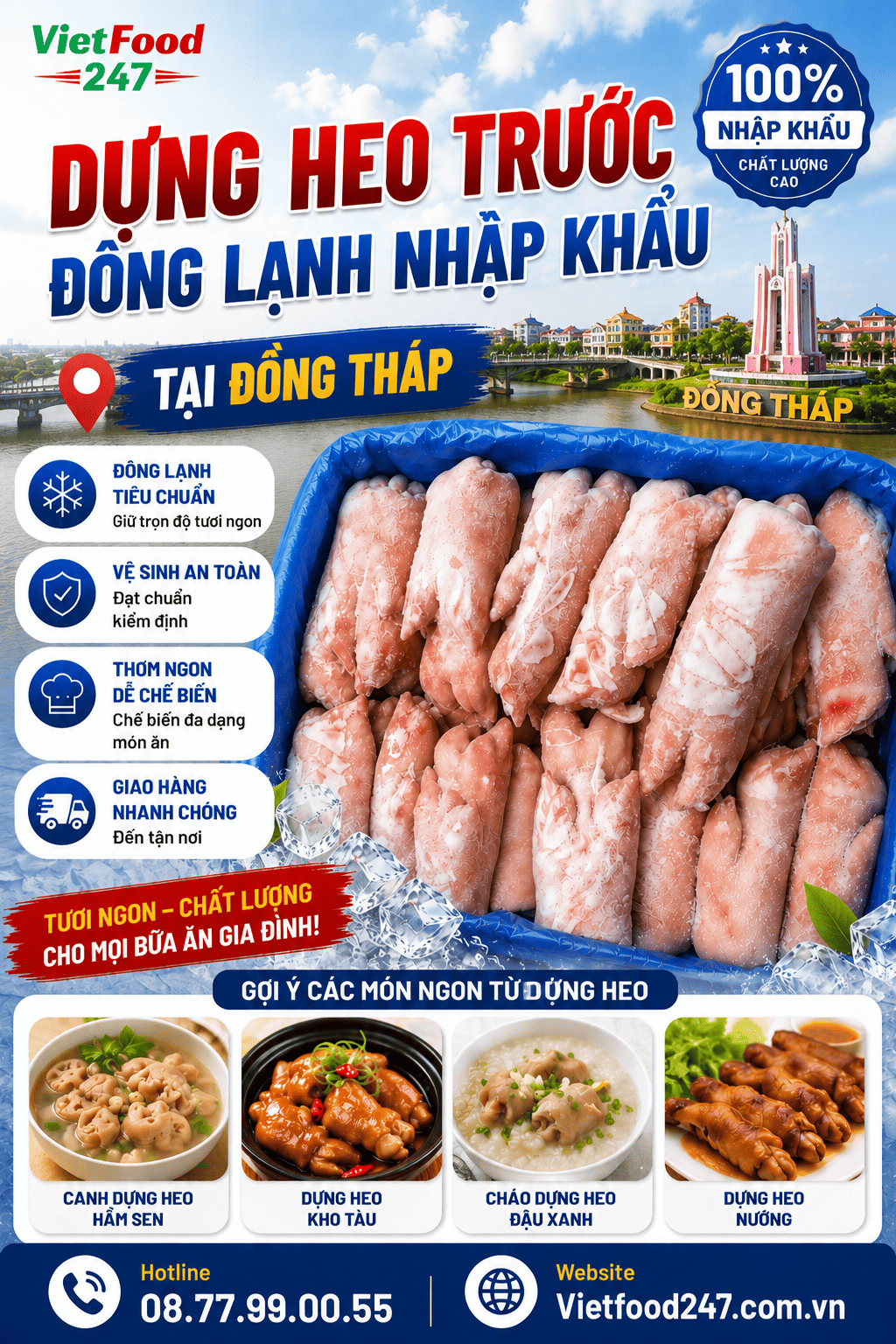 Cung Cấp Dựng Heo Trước Đông Lạnh Nhập Khẩu Tại Đồng Tháp