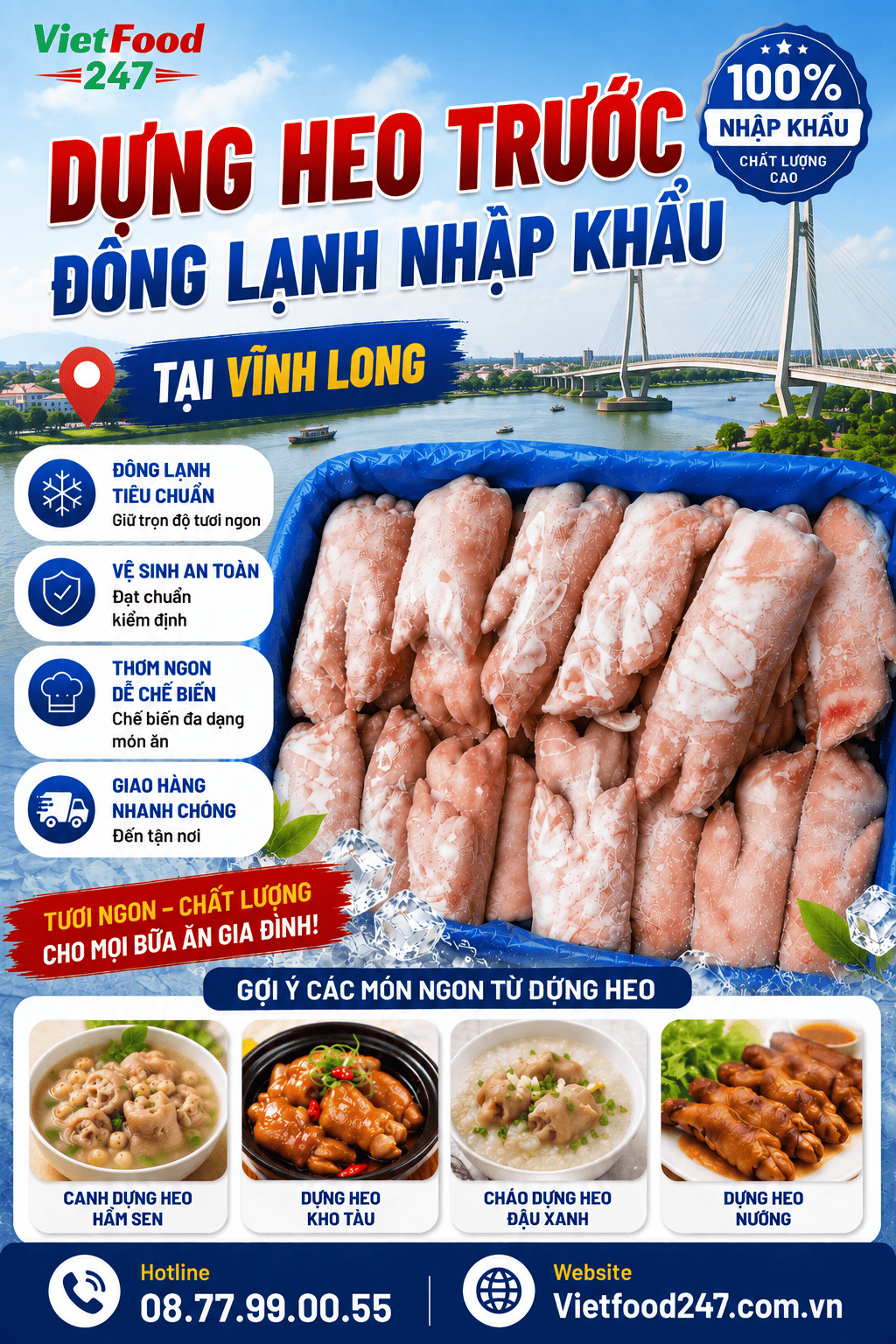 Dựng Heo Trước Đông Lạnh Nhập Khẩu Tại Vĩnh Long – Chất Lượng, Giá Cạnh Tranh