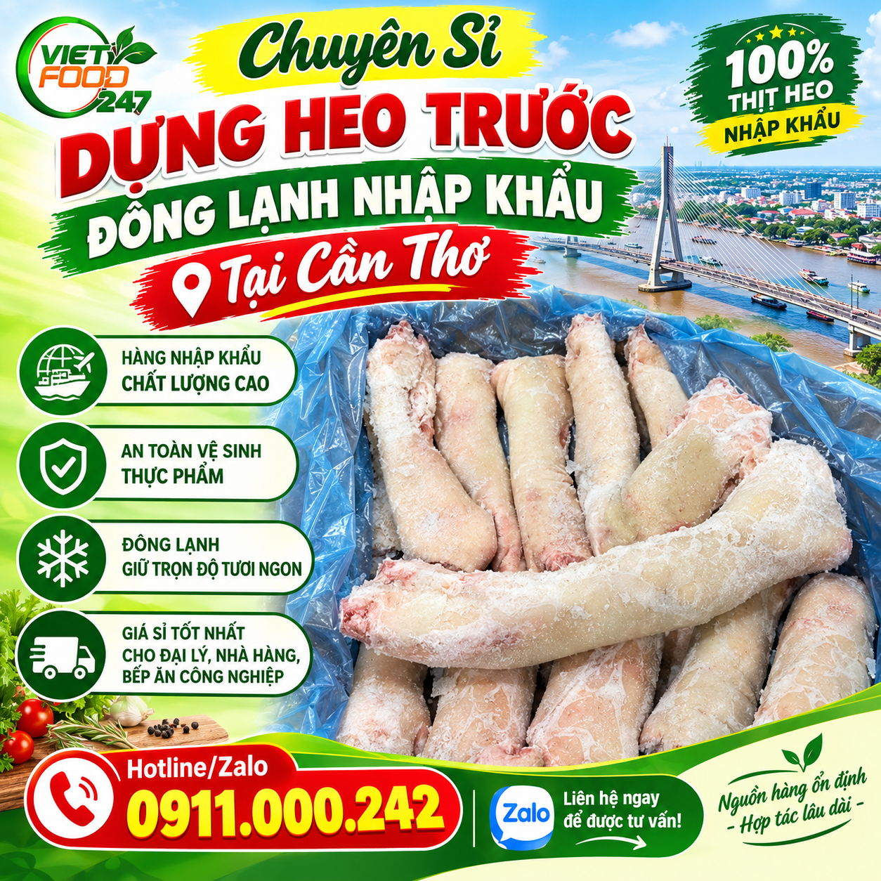 Chuyên Sỉ Dựng Heo Trước Đông Lạnh Nhập Khẩu Tại Cần Thơ