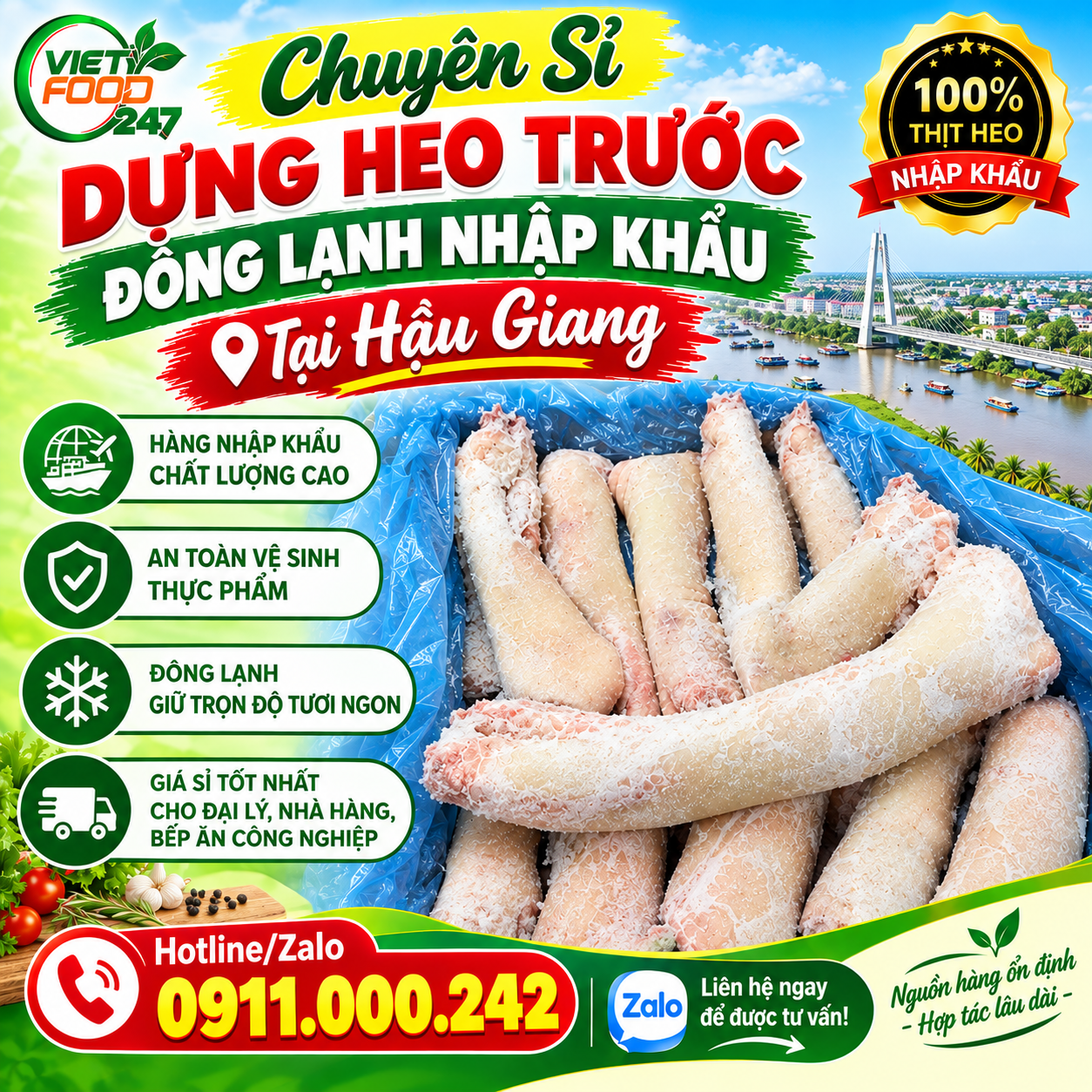 Cửa Hàng Cung Cấp Dựng Heo Trước Đông Lạnh Nhập Khẩu Giá Sỉ Tại Hậu Giang