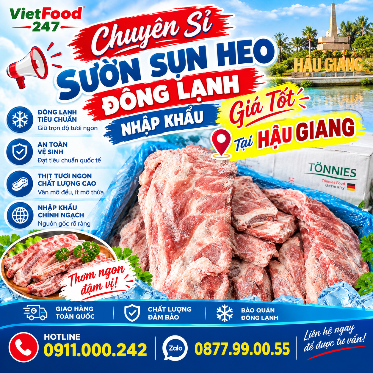 Chuyên Sỉ Sườn Sụn Heo Đông Lạnh Nhập Khẩu Giá Tốt Tại Hậu Giang