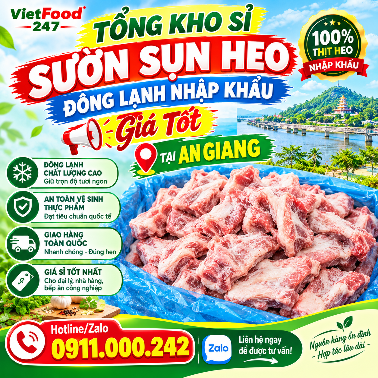 Tổng Kho Sỉ Sườn Sụn Đông Lạnh Nhập Khẩu Giá Tốt Tại An Giang