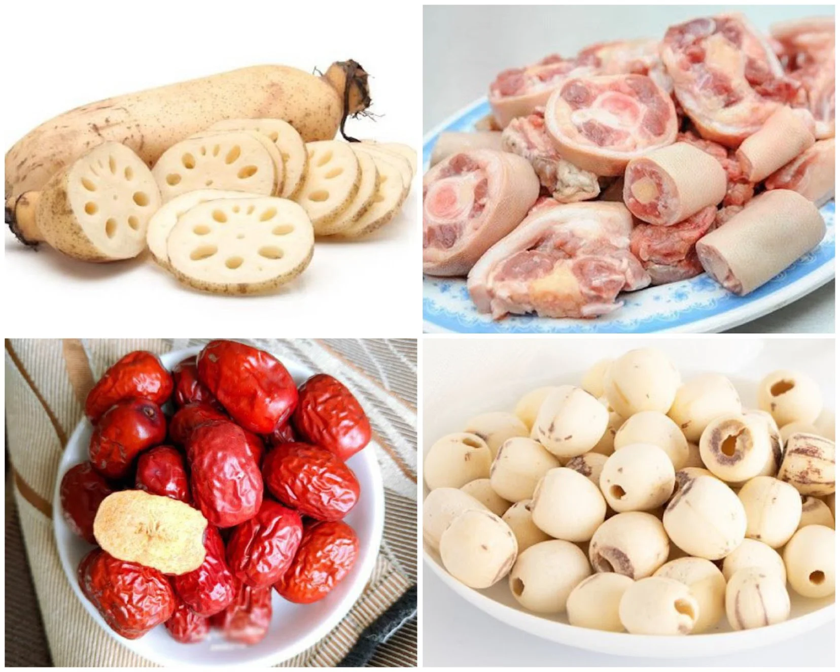 Nguyên liệu làm đuôi heo hầm củ sen