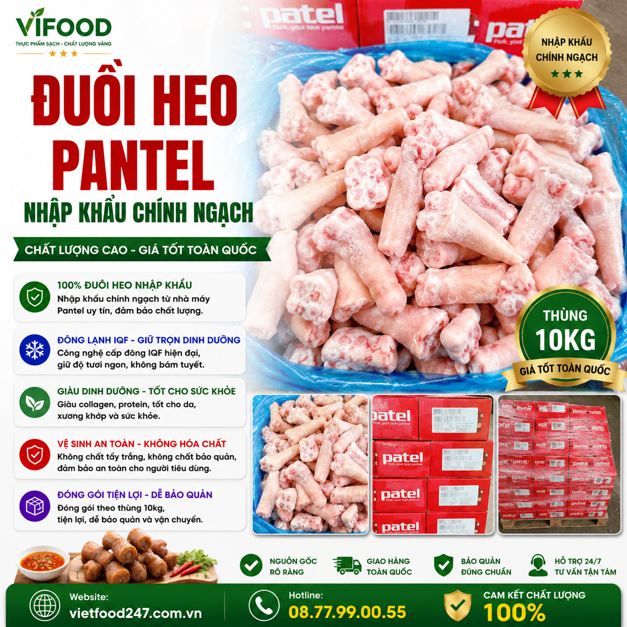 Đuôi heo đông lạnh nhập khẩu tại VIFOOD