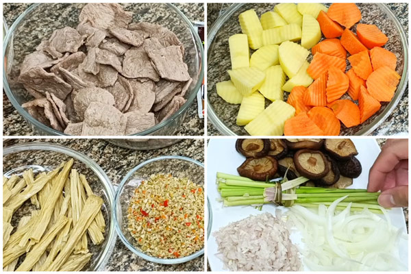 Nguyên liệu nấu hủ tiếu bò kho