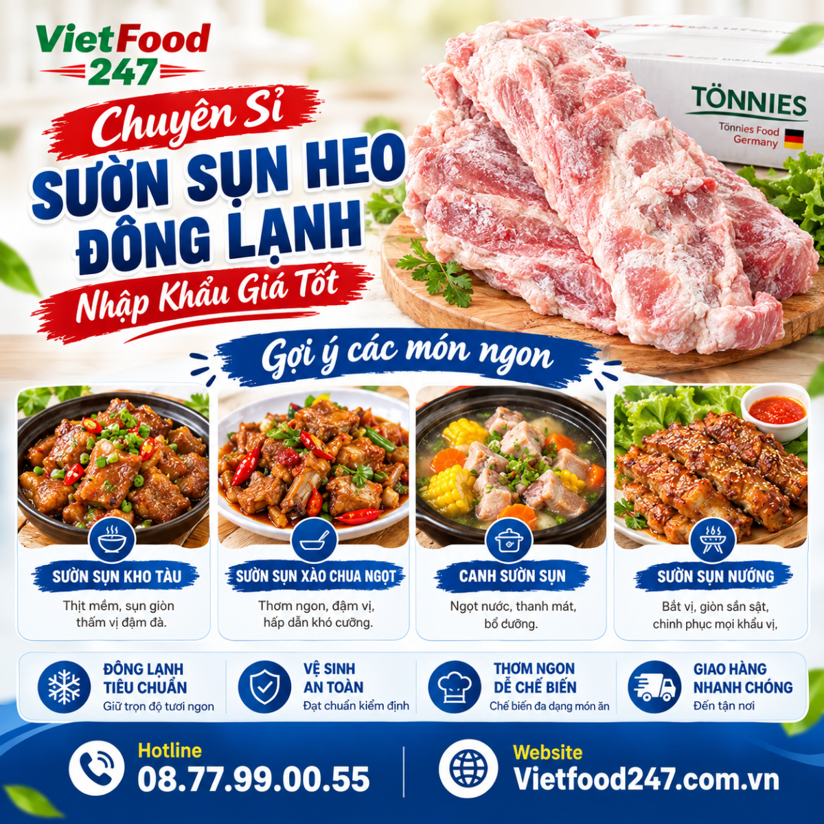 Chuyên sỉ sườn sụn heo đông lạnh nhập khẩu tại Hậu Giang