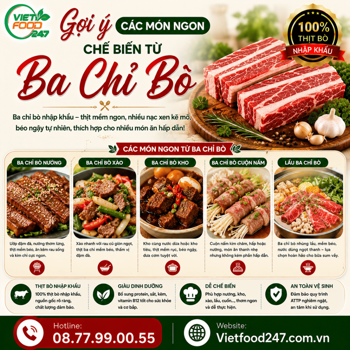 Các món ngon từ Ba Chỉ Bò Nhập Khẩu tại Thành phố Hồ Chí Minh