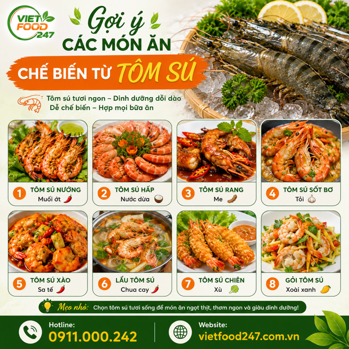 Các món ngon từ Tôm Sú Tươi Sống