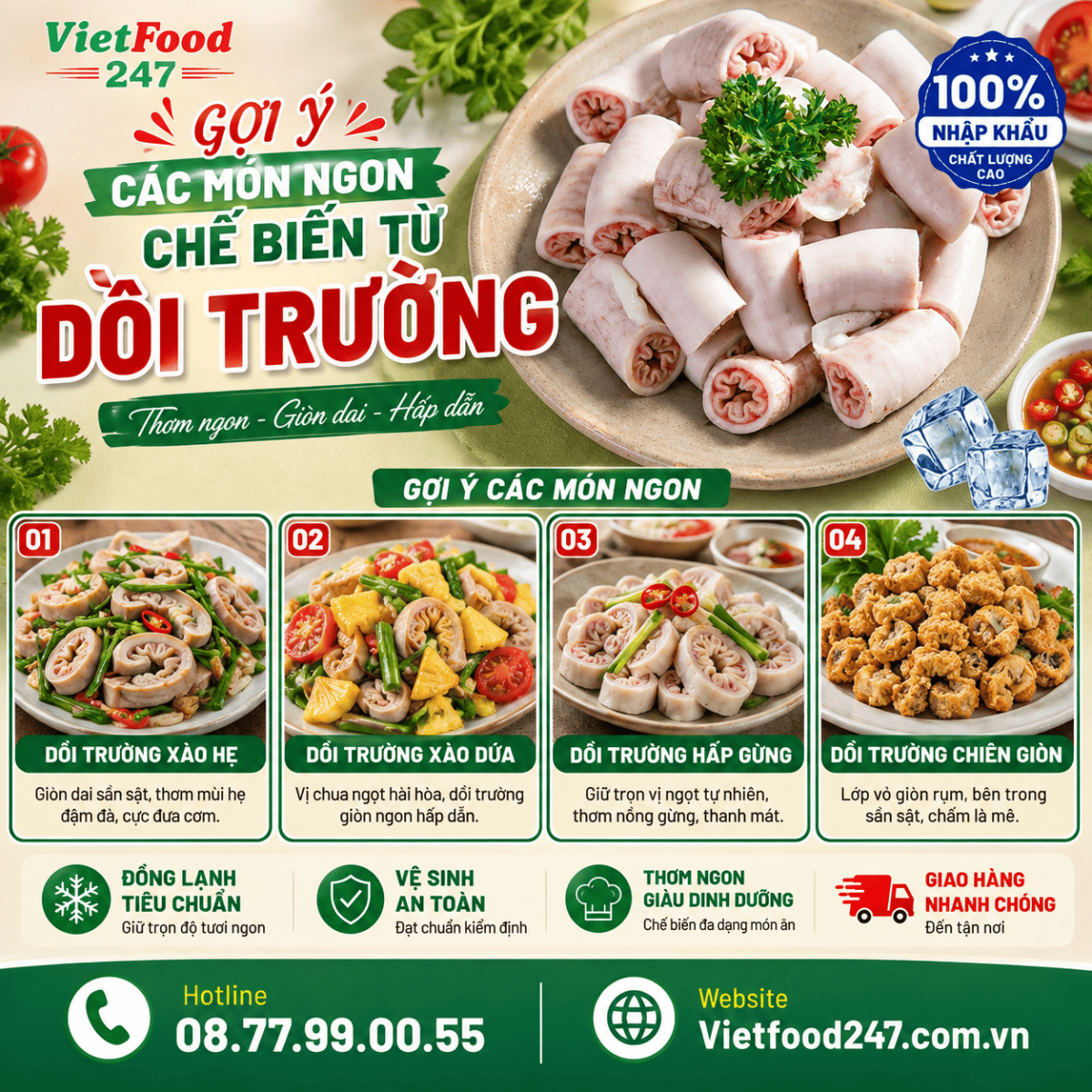 Dồi Trường Heo Đông Lạnh Nhập Khẩu tại Thành phố Hồ Chí Minh