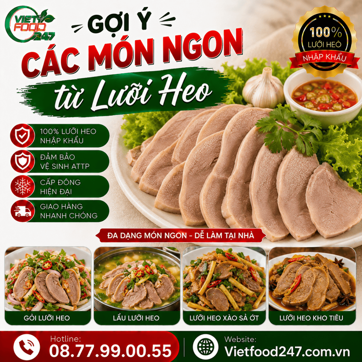 Lưỡi Heo Đông Lạnh Nhập Khẩu tại Đồng Tháp