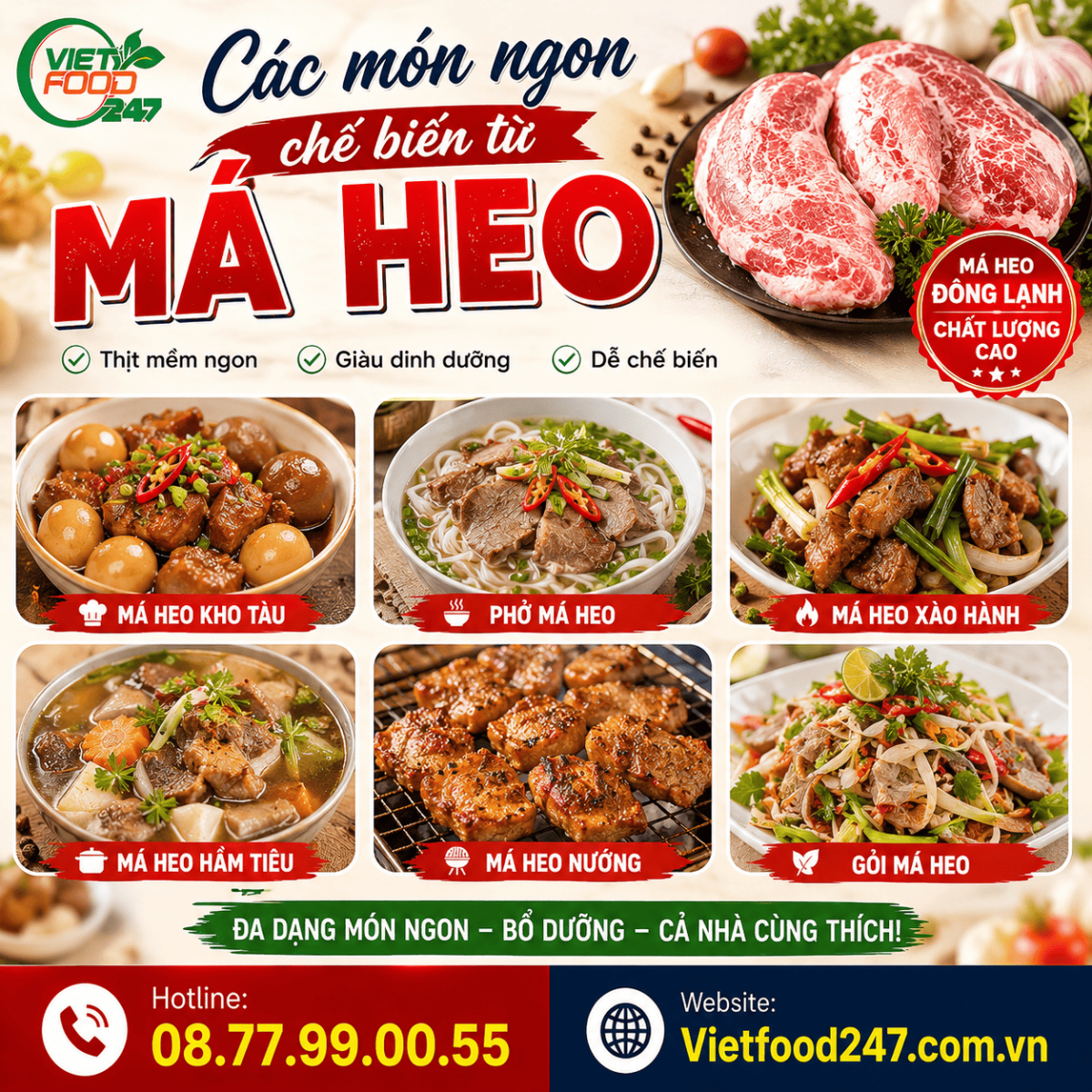 Ứng dụng Má Heo Đông Lạnh tại Vĩnh Long