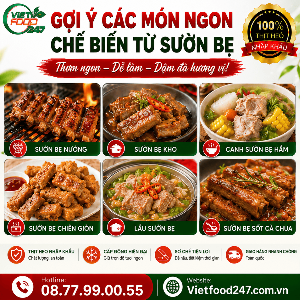 Sườn Bẹ Heo Đông Lạnh Nhập Khẩu tại An Giang
