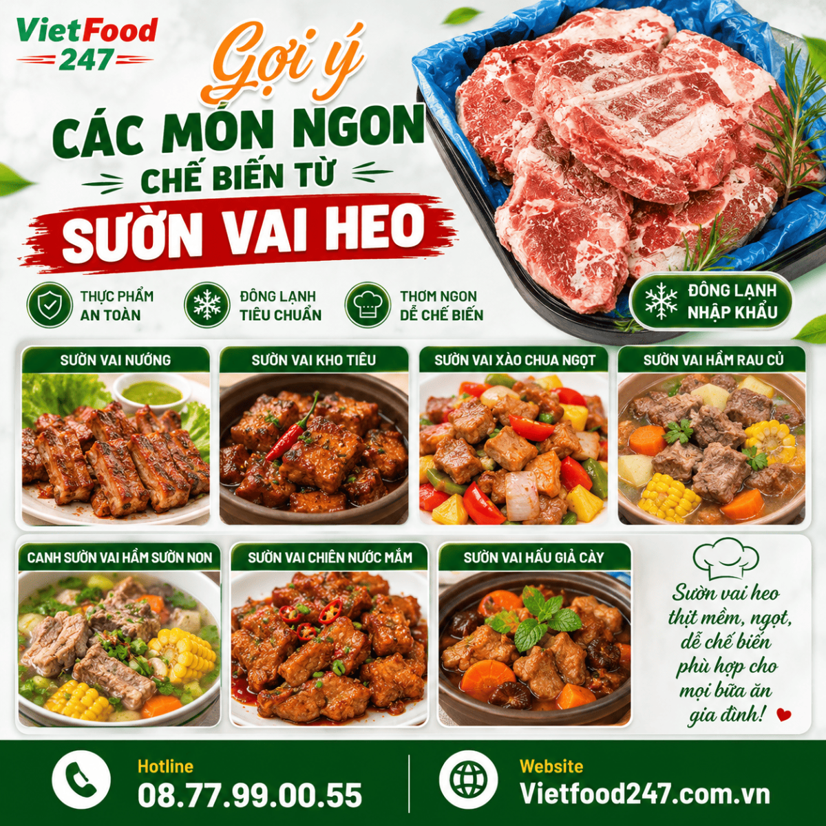 Sườn Vai Heo Đông Lạnh Nhập Khẩu tại An Giang